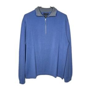 Banana Republic Merino Mens Blue Quarter Zip Pullover Sweater Size Large